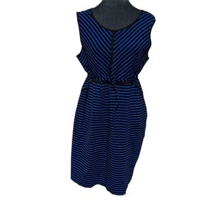 Motherhood Maternity Black & Blue Striped Dress